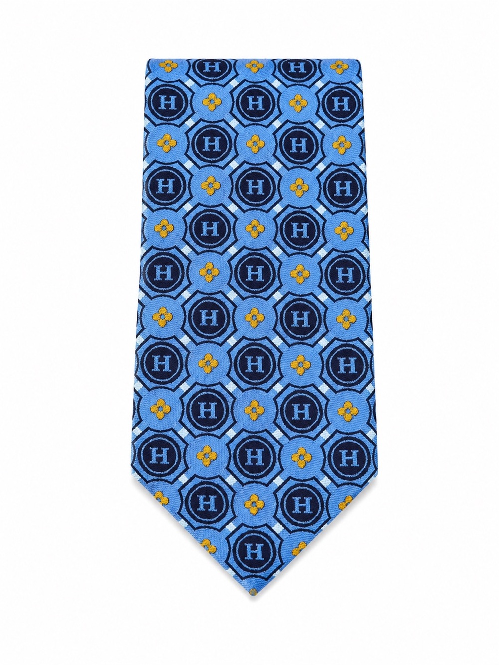 Men's Blue Patterned Silk Tie - Harrison College